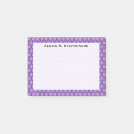 Monogram Zwarte Honingraat op Lavendel Paars Post-it® Notes