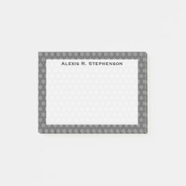 Monogram Zwarte Honingraat op Middengrijs Post-it® Notes