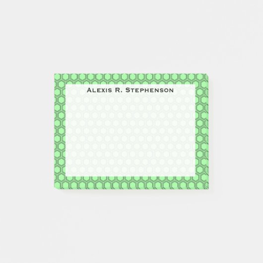 Monogram Zwarte Honingraat op Mintgroen Post-it® Notes (Voorkant)