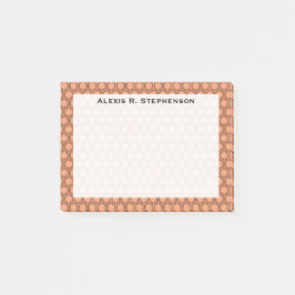 Monogram Zwarte Honingraat op Perzik Post-it® Notes