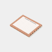 Monogram Zwarte Honingraat op Perzik Post-it® Notes (Schuin)