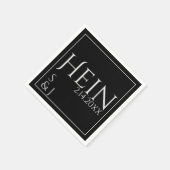 Monogram Zwarte Initialen Datum Trouwen Servet (Hoek)
