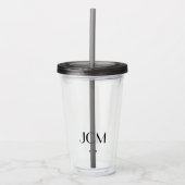 Monogram zwarte Initialen of naam Acryl Drinkbeker (Voorkant)