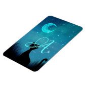 Monogram zwarte kat Starry sky moderne illustratie Magneet (Linkerzijde)