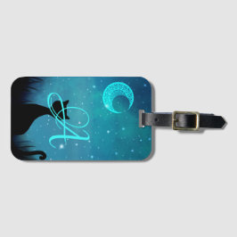 Monogram zwarte kattesterhemelillustratie bagagelabel