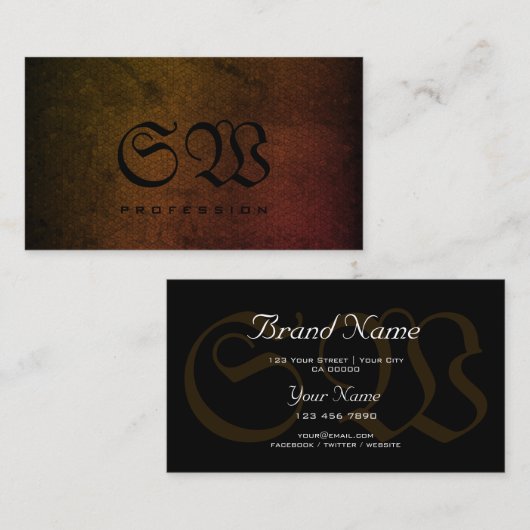 Monogram zwarte kleuren van het zwarte goudslangen visitekaartje (Voorkant / Achterkant)