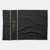 Monogram zwarte koolstof Naam Theedoek (Horizontaal)