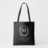 Monogram Zwarte Kreeft Moderne Botanische Huwelijk Tote Bag (Voorkant)