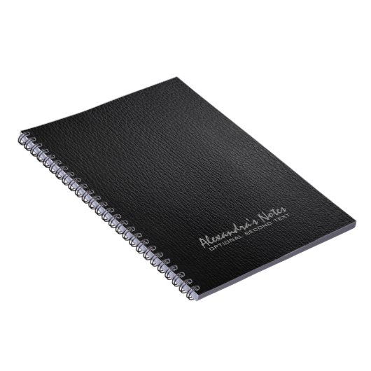 Monogram zwarte lederen textuur notitieboek (Rechterzijde)