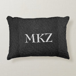 Monogram Zwarte Leer Look Accent Kussen