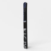 Monogram zwarte leopard navy blue glitter Case-Mate iPhone case (Achterkant/links)