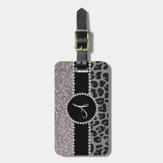 Monogram zwarte luipaard bagagelabel (Voorkant verticaal)