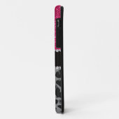 Monogram zwarte luipaard roze glitter Case-Mate iPhone case (Achterkant/links)