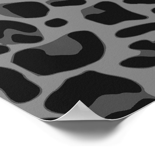 Monogram zwarte luipaard roze glitter poster (Hoek)