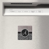 Monogram zwarte luipaard zilverglitter magneet (Insitu (Vaatwasser))