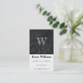 Monogram | Zwarte marmer | Lux Visitekaartje (Staand voorkant)