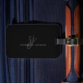 Monogram zwarte minimalistische handgeschakelde In Bagagelabel