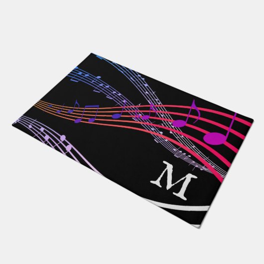 Monogram zwarte MUZIEKNOTEN Deurmat (Schuin)