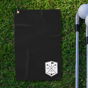 Monogram Zwarte Naam Gepersonaliseerd Golfhanddoek