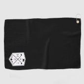 Monogram Zwarte Naam Gepersonaliseerd Golfhanddoek (Horizontaal)