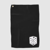 Monogram Zwarte Naam Gepersonaliseerd Golfhanddoek (Voorkant)