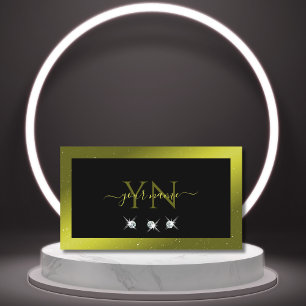 Monogram zwarte olijven - Geel met blauwe juwelen Visitekaartje