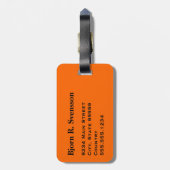 Monogram Zwarte Oranje Barcode Streep Bagagelabel (Achterkant verticaal)