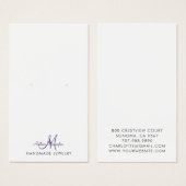 Monogram zwarte Paarse Violet Earring Display Kaar Visitekaartje (Voorkant /achterkant)