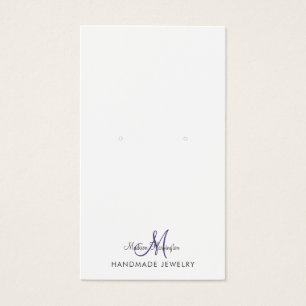 Monogram zwarte Paarse Violet Earring Display Kaar Visitekaartje