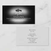 Monogram, zwarte pisces vis, metallisch effect visitekaartje (Voorkant / Achterkant)