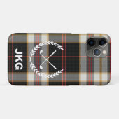 Monogram Zwarte Plaid Golfclubs Lauwerkrans Case-Mate iPhone Case (Achterkant (horizontaal))