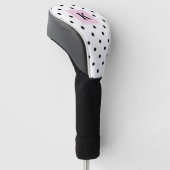 Monogram zwarte poladots golfheadcover (Schuin)