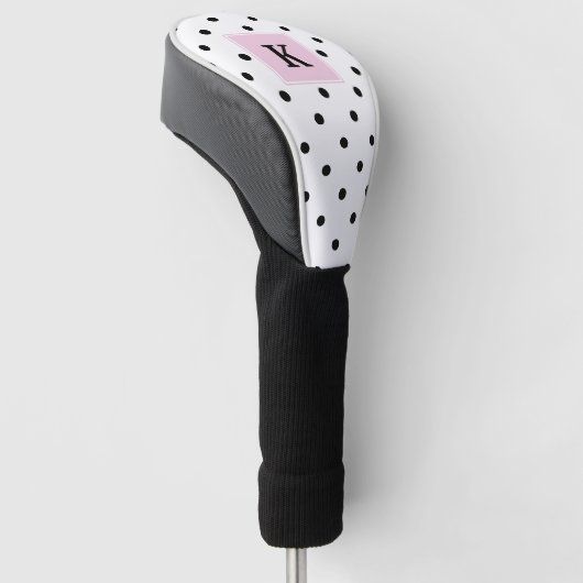 Monogram zwarte poladots golfheadcover (Schuin)