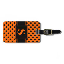 Monogram Zwarte Polka Dots op Sinaasappel