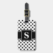 Monogram Zwarte Polka Dots op Wit