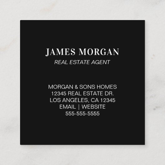 Monogram zwarte rand Faux Gold Foil Vierkante Visitekaartje (Achterkant)