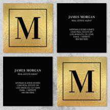 Monogram zwarte rand Faux Gold Foil