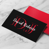 Monogram zwarte & rode professionele dj's visitekaartje