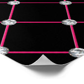 Monogram zwarte roze diamanten poster (Hoek)