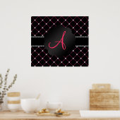 Monogram zwarte roze diamanten poster (Keuken)
