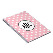 Monogram zwarte roze en witte poka Dots Notitieboek (Rechterzijde)
