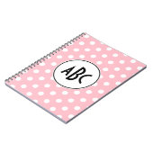 Monogram zwarte roze en witte poka Dots Notitieboek (Linkerzijde)