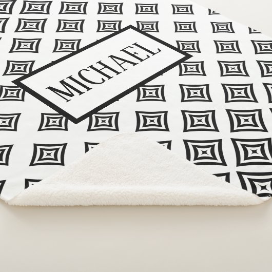 Monogram zwarte ruitvormig sherpa deken (3/4)