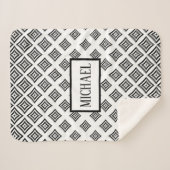 Monogram zwarte ruitvormig sherpa deken (Voorkant (horizontaal))