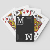 Monogram zwarte speelkaarten met naam (Achterkant)