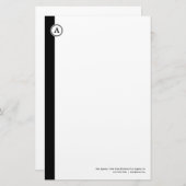 Monogram  Zwarte Stationery Briefpapier (Voorkant / Achterkant)