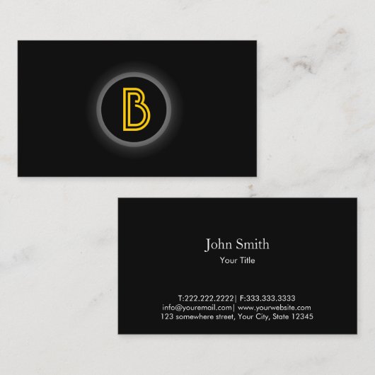 Monogram zwarte stip donker Visitekaartje (Voorkant / Achterkant)