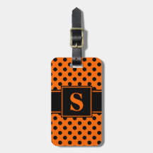 Monogram Zwarte Stippen op Oranje