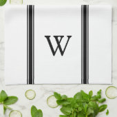 Monogram Zwarte Streep Gepersonaliseerde Keuken Ha Theedoek (Gevouwen)