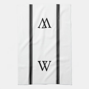 Monogram Zwarte Streep Gepersonaliseerde Keuken Ha Theedoek
